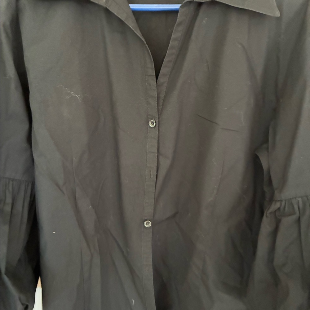 Harve Benard Black Button Down Shirt with Puff Sleeves - Picture 2 of 5